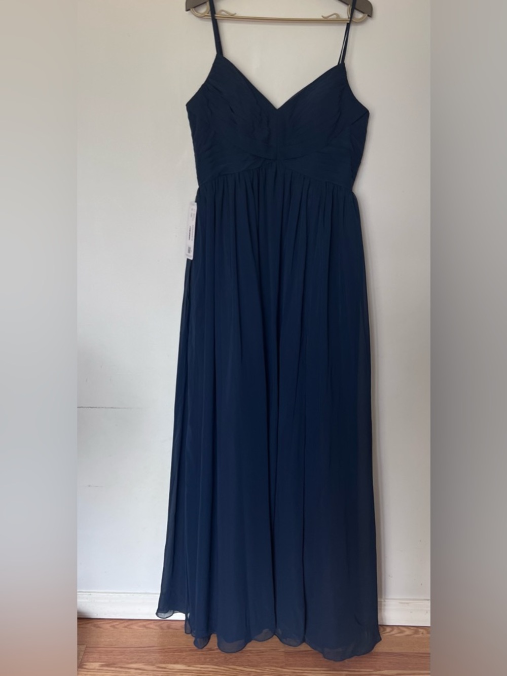 Azazie Ali Navy Blue Chiffon Floor Length Dress Bridesmaid Prom Formal NWT